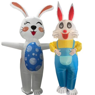Cartoon Anime Cute Easter Egg Bunny Overalls Inflatable Costume Halloween Christmas Easter Cosplay Holiday Party Birthday Gift