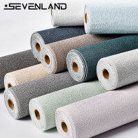 Sevenland วอลเปเปอร์ตกแต่งผนัง,วอลเปเปอร์ตกแต่งผนังผ้าลินินสีพื้นกันน้ำกันรอยกันกระแทกสำหรับห้องนอนห้องนั่งเล่น