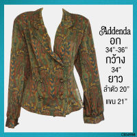 USED Addenda - Green Floral Blazer | เสื้อเบลเซอร์สีเขียว สีส้ม เสื้อคลุม ลายดอก แขนยาว ทำงาน แท้ มือสอง