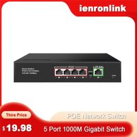 Ienronlink 52V POE สวิตช์เครือข่ายกิกะบิต10/100/1000Mbps 4 POE + 1 UPLINK สวิตช์โพพอร์ตอีเทอร์เน็ตสำหรับกล้อง Ip/poe/AP ไร้สาย