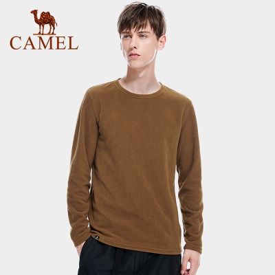 CAMEL เสื้อยืดแขนยาวผ้าขนแกะเรียบง่ายสําหรับผู้ชาย 5211042●