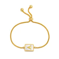 A-Z Initial Bracelets for Women,Gold Color Stainless Steel Adjustable Chain Bracelets, 26 Alphabet Letters