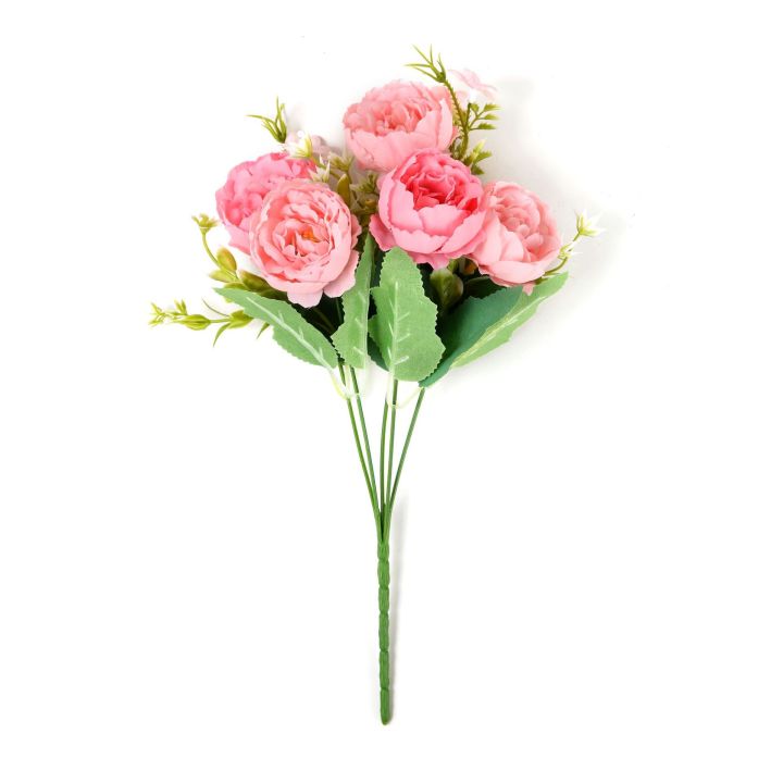 ช่อดอกไม้งานแต่งงานช่อดอกไม้ดอกกุหลาบจำลองสำหรับตกแต่งบ้านแบบนอร์ดิก5ช่อดอกไม้เทียม