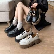 Giày Oxford nữ DA ĐẸP thấp cổ mũi tròn phong cách Retro Ulzzang Hàn quốc