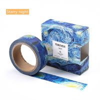 Van Goah Masterpiece Washi เทป15มม. Starry Night Irises Apricot ภาพวาดกาวเทปกาวตกแต่ง DIY F186