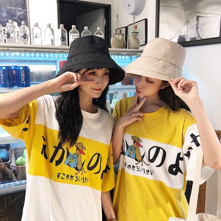 blo-new-2022-เสื้อยืดแฟชั่นผู้หญิงสไตร์เกาหลี-ไซส์ใหญ่ทรงหลวม-สำหรับวัยรุ่นทั้งหลายที่ชอบ-คอกลมแต่งด้วย2สี-เนื้อผ้านิ่มใส่สบาย-รุ่นc-308