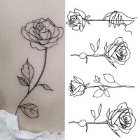 Temporary Tattoo Stickers Men Women Waterproof Black Tattoo Flower Rose Butterfly Water Transfer Body Hand Art Temporary 1pcs