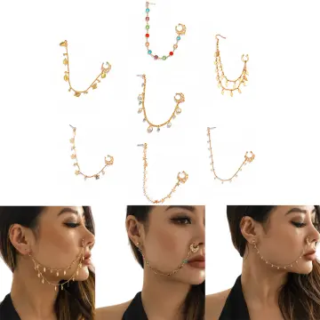 YHomU Fake Nose Ring Alloy Decorative Punk Fashion Attractive Nose Hoop  Ring Chain for Simple Girl Women : Amazon.in: Jewellery