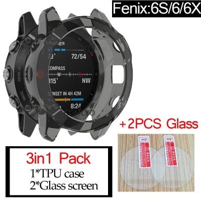 3in1 Smart Protection Frame Shell for Garmin Fenix 6 6s 6x pro solar Watch Cases TPU Cover glass screen Protective film Cases Cases