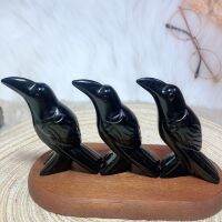 สีดำ Obsidian Raven Crow Corbie Healing คุณภาพสูงธรรมชาติแกะสลักคริสตัลตกแต่งบ้าน Stone Room Decor ของขวัญแร่