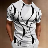 2023 New Mens T-shirt 3D Striped Print Sweatshirt Tops Summer O Neck Casual Short Sleeve Male Slim Fit Clothing Cheap Apparel