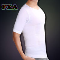 FAX เสื้อยืดเย็นสบายรัดรูปของผู้ชายเสื้อเชิ้ตแขนสั้นเสื้อยืดผ้าไนลอนชุดกระชับสัดส่วนตาข่าย