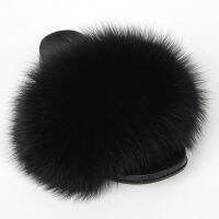 Fur Slippers luffy Plush Plush Fox Fur Flip-Flops Summer High-End Business Casual Outdoor Flat Ladies Sandals