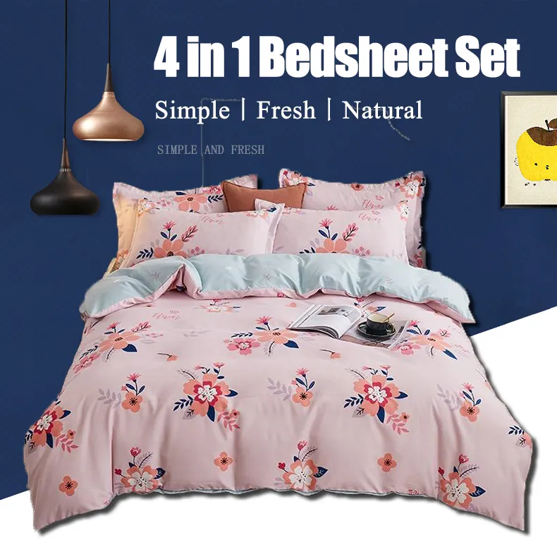 Bedsheet 4in1 Hotel Quality Pillowcase 4 In 1 Bedsheet Double Size