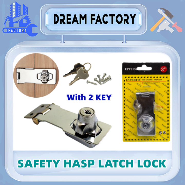 Safety Hasp Lock Self Locking Latch Lock With Key 2.5" ,3" ,4" Lazada PH