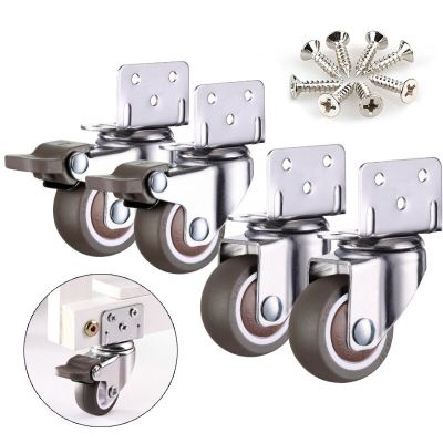 4Pcs Furniture Casters Wheels Soft Rubber Roller With Brake Mute Swivel Wheels For Moving Furniture Chair Trolley Baby Crib Bed Furniture Protectors