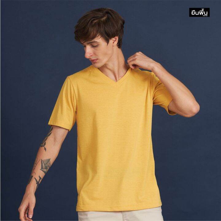 dsl001-เสื้อยืดผู้ชาย-ยืนพื้นผ้านุ่ม-เสื้อยืดเปล่า-เสื้อยืดสีพื้น-เสื้อยืดคอวี-สีมัสตาร์ด-เสื้อผู้ชายเท่ๆ-เสื้อผู้ชายวัยรุ่น