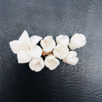 MYFEIVO Wedding Bridal Headdress Hairclip Chinese Style White Ceramic Flower Hair Jewelry Accessories for Female HQ1203