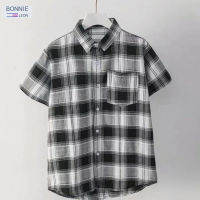 Bonnieleon เสื้อคลุมเสื้อเชิ้ตลายตารางสำหรับผู้ชาย,เสื้อคลุมเสื้ออเนกประสงค์สไตล์ฮาราจูกุนักเรียนเยาวชนใหม่ฤดูใบไม้ร่วง