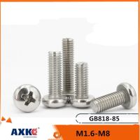 2/5/10/50pcs M1.6 M2 M2.5 M3 M3.5 M4 M5 M6 M8 GB818 85 A2 70 304 Stainless Steel Cross Phillips Round Pan Head Screw Bolt