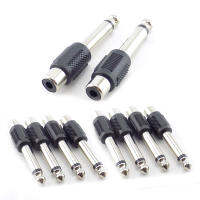 10Pcs ช่องต่อแบบ RCA หญิงถึง6.35มม.1/4 "ชายโมโนปลั๊กอะแดปเตอร์เสียงสำหรับ DIY ไมโครโฟนเอฟเอม