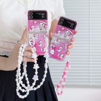 Flip3กาแลคซีปลอกสำหรับ Samsung หรูหราสวยงามพร้อมเชือกเส้นเล็ก Z คล้องคอ Flip4 Samsung Z Z เคสโทรศัพท์ป้องกัน Flip3