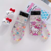 [On1ine 3C Digital} Sanrio H Ello K Itty 3D ตุ๊กตาขนกรณีตุ๊กตาโซ่มือโทรศัพท์สำหรับ S Amsung G Alaxy Z พลิก3 4 5กรัม ZFlip3 ZFlip4 Flip3 Flip4ปก