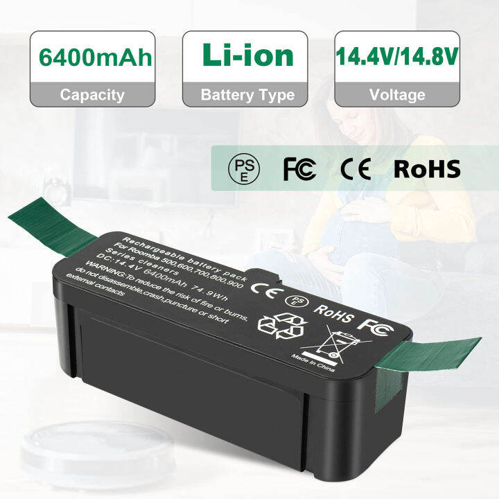 14-4v-6400mah-li-ion-irobot-roomba-500-600-700-800-900-series-785-530-560-650เครื่องดูดฝุ่นแบตเตอรี่