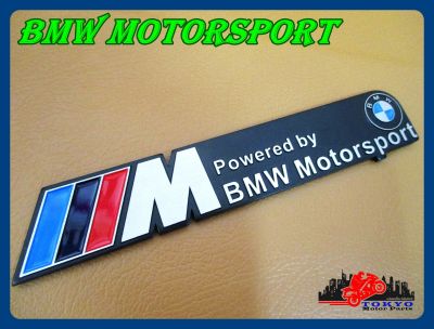 BMW Motorsport LOGO EMBLEM DECAL size 16x3 cm // สติ๊กเกอร์ แผ่นข้อความ BMW Motorsport พื้นสีดำ พร้อมกาวติด สินค้าคุณภาพดี