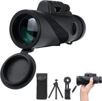 80x100 High Power Monocular Telescope, AMESEDAK Compact &amp; Portable High Definition Monocular for Adults with Low Night Vision, High Powered Telescope with Smartphone Adapter