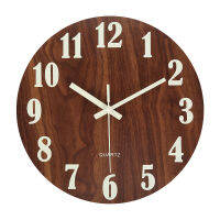 Luminous Wall Clock Wooden Silent Non-Ticking Kitchen WallClocks With Night Lights For IndoorOutdoor Living Room