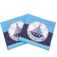 20pcs/lot Newly arrived Lovely Blue sailboat surfing Paper Napkins for kids Happy Birthday party Supplies Decoration