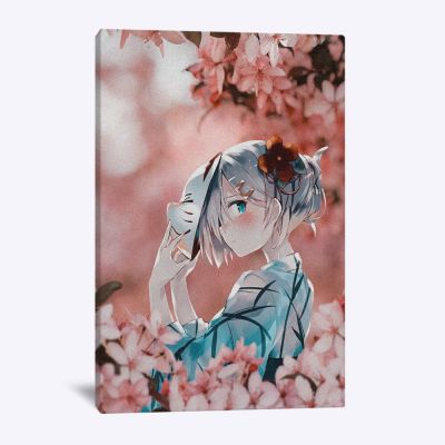 Rem Re: Zero Anime Cherry Blossom มังงะตกแต่งพิมพ์ตกแต่งบ้านผ้าใบหอพักห้องนั่งเล่นภาพวาดตกแต่งห้องนอนพิมพ์ผ้าใบศิลปะติดผนัง