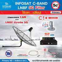 THAISAT C-BAND 1.5M (ขางอยึดผนัง 100CM.) + กล่อง PSI S2X HD + LNB 5G infosat รุ่น C1+ แถมสายRG6ตามชุด