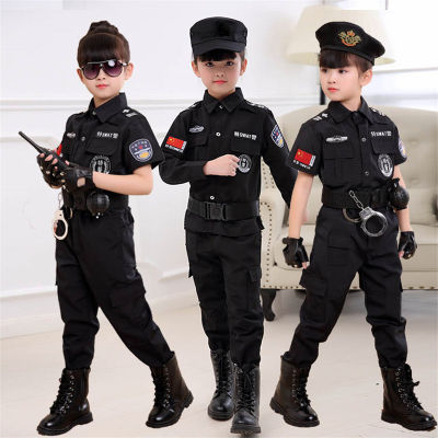 Children Traffic Special Police Halloween Carnival Party Police Uniform Sets Boys Army Policeman Cosplay Clothing 110-160cm