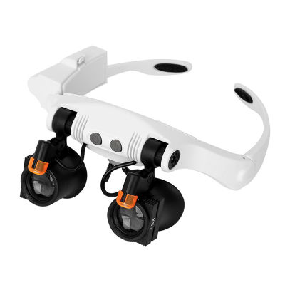 Headband Magnifier Eye Loupes Eyeglass Style Hands-Free Magnifying Glass Multiple Magnifications with Warm and Cool LED Lights