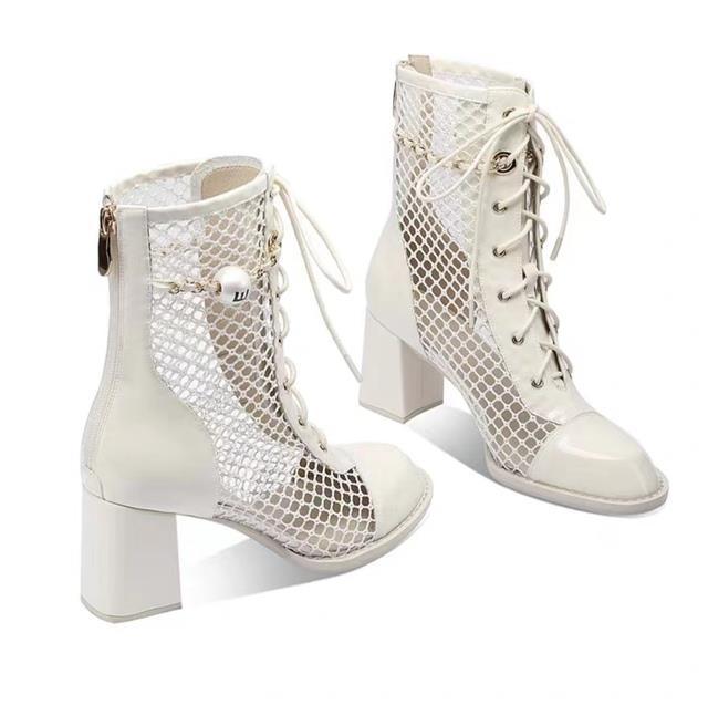 ขายดีที่สุด-ioztt2023-mesh-female-breathable-thick-with-hollow-patent-leather-short-fashion-heel