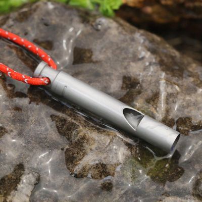 Pure Titanium Survival Whistle Outdoor Camping Hiking High Frequency Whistle With Cord Survival kits