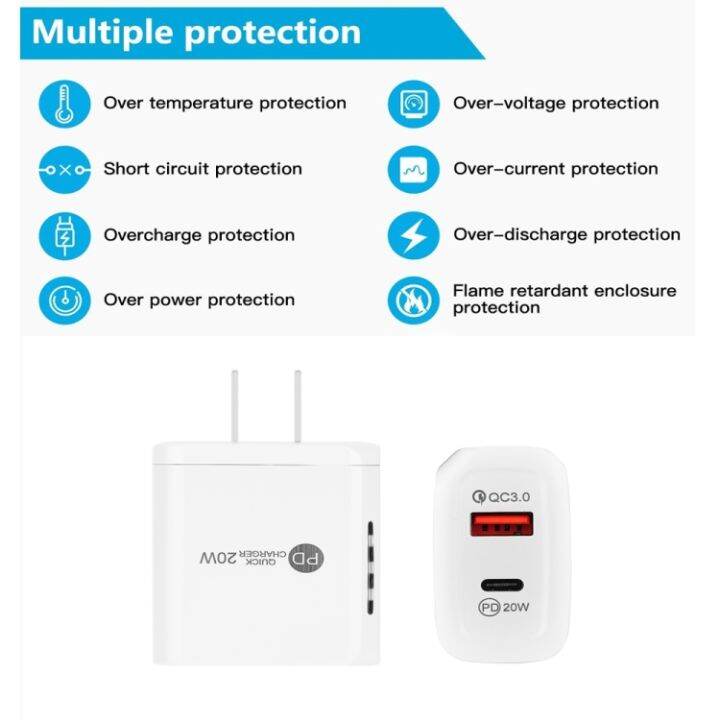 te-pd01-pd-20w-ที่ชาร์จเร็วพอร์ตแบบคู่-usb-qc3-0พร้อมไฟแสดงสถานะปลั๊ก-us