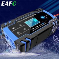 ZZOOI Car Battery Charger 12/24V 8A Touch Screen Pulse Repair LCD Fast Power Charging Wet Dry Lead Acid Digital LCD Display