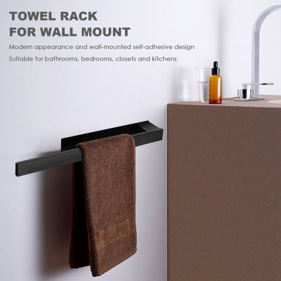 Stainless Steel Towel Rack - Self Adhesive No Punch Towel Rack 39cm Black Bathroom Toilet Towel Rack