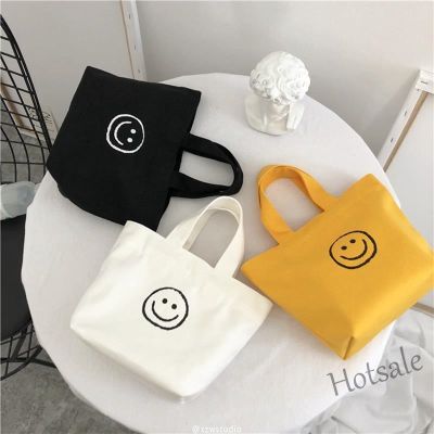 【hot sale】☏▤✗ C16 Ins Canvas Bag Womens Tote Bags Cute Shopping Bag Smile Design Handbag