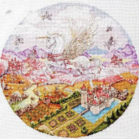 Cartoo Needlework DIY Cross Stitch Sets 11CT Embroidery Kits Precise Printed Unicorn Castle Canvas Patterns Counted Home Decor