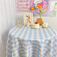 INS Korean Style Flower Print Tablecloths Linter Fabric Desk Round Tablecloth Desk Rectangle Kawaii Desk Tablecloth