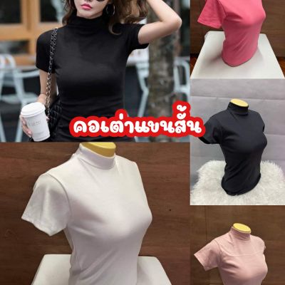 เสื้อคอเต่า รุ่นแขนสั้น ผ้ายืดคอตตอนหลายสีสัน อกฟรีไซส์36-40นิ้ว ใส่สบายมากๆ