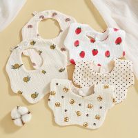 【DT】hot！ Baby Bibs of Soft Cotton Six Layers Gauze Flowers Rotatable Saliva