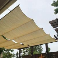 Beige HDPE ไม่รวมอุปกรณ์ติดตั้ง escopic Wave Sunshade Net Sun Sail Pergola Awnings Garden Shelter ระเบียง Tent