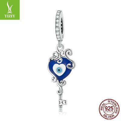 [COD] European and fashion love devil eye key pendant 925 silver mysterious retro diy beads SCC2301