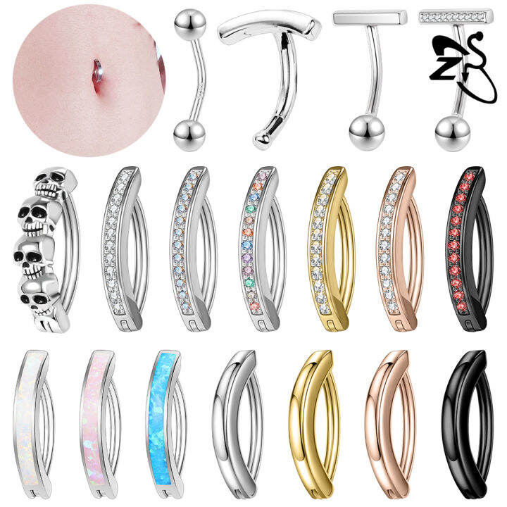 1 PC Belly Button Clicker 925 Sterling Silver Belly Button Ring Crystal