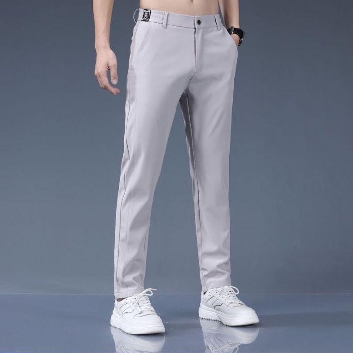 Men's Pants Summer New Trend All-match High Quality Ice Silk Elastic ...